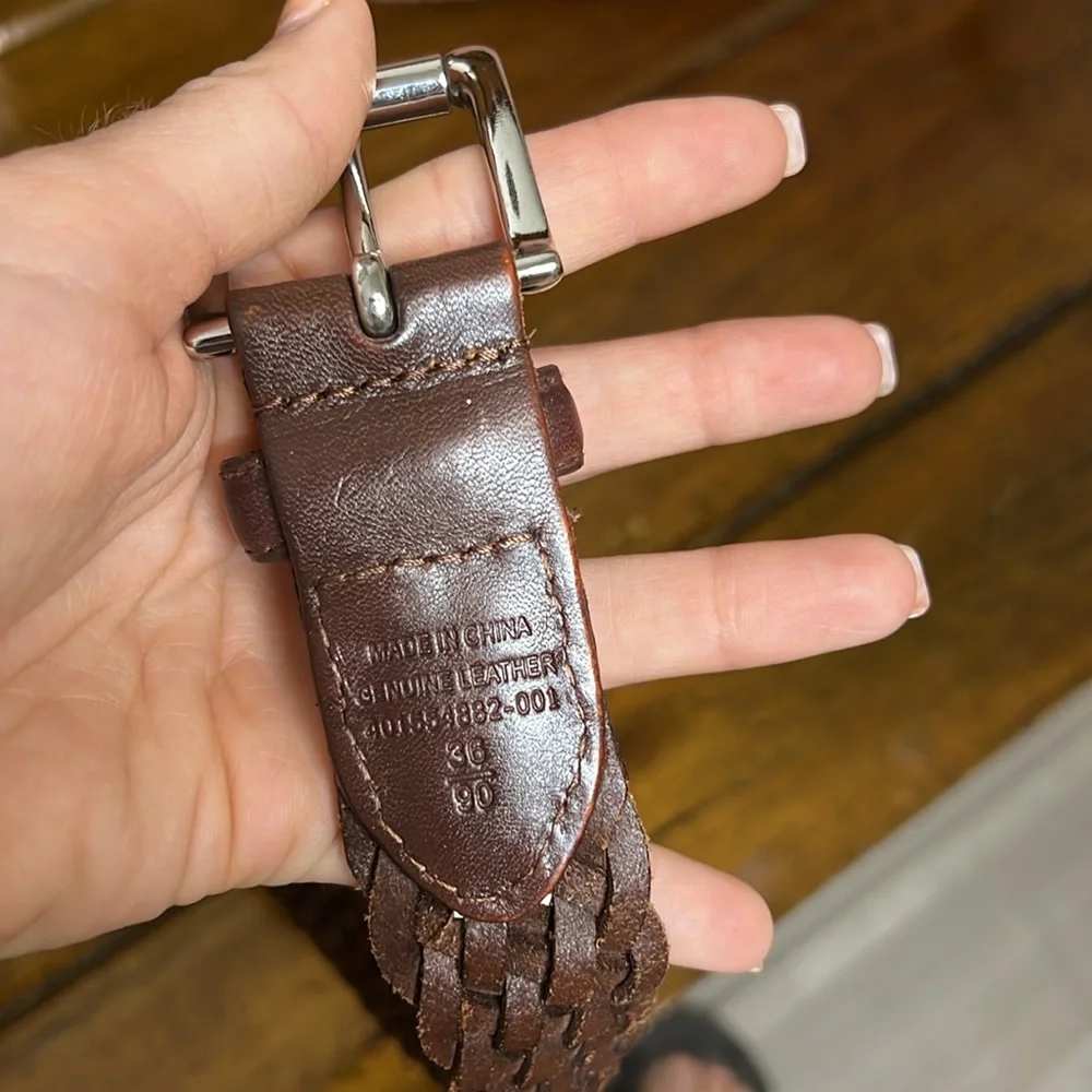 Chaps Leather Brown Braided Belt- 36‎ Waist